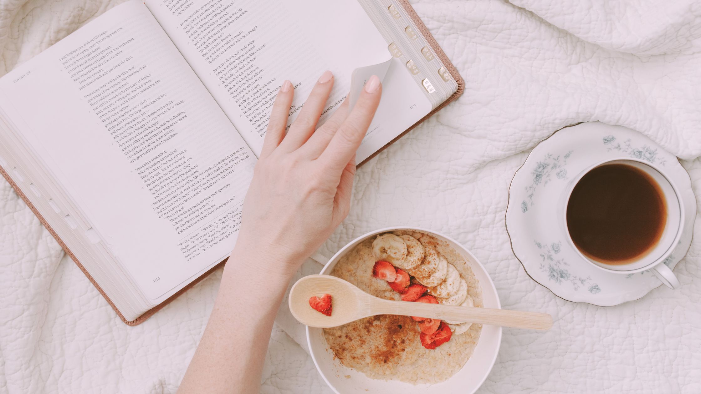 healthy food and Bible